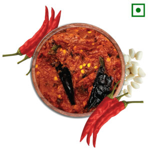 Red chili pickle with garlic 200g